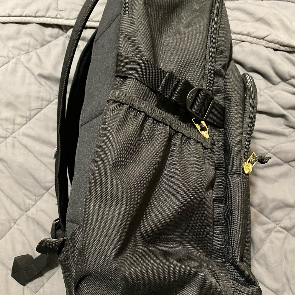 Adidas Originals Trefoil Patch Black Backpack with Gold Accents - Picture 3 of 8